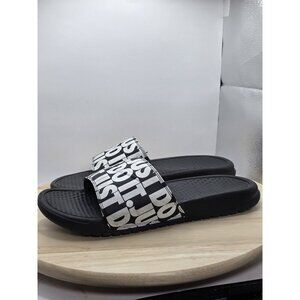 Mens Size 10US Nike Black Slide Benassi JDI Just Do It Logo Slippers Flip Flops